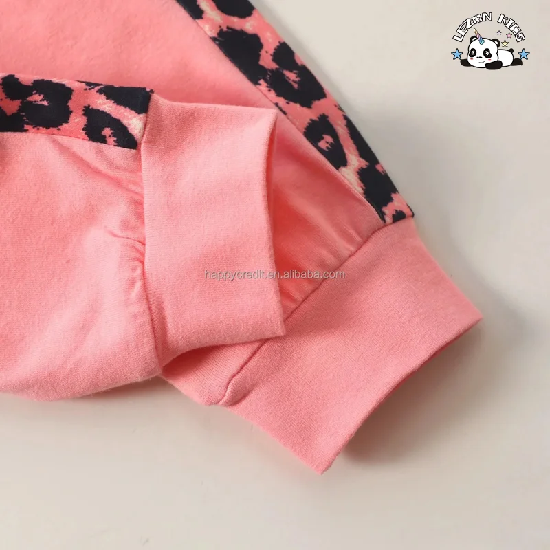 LEZONKIDS - Hot Selling Leopard Pattern Pullover Hoodies and Pants Girls Sets Child Clothing Winter Tracksuits